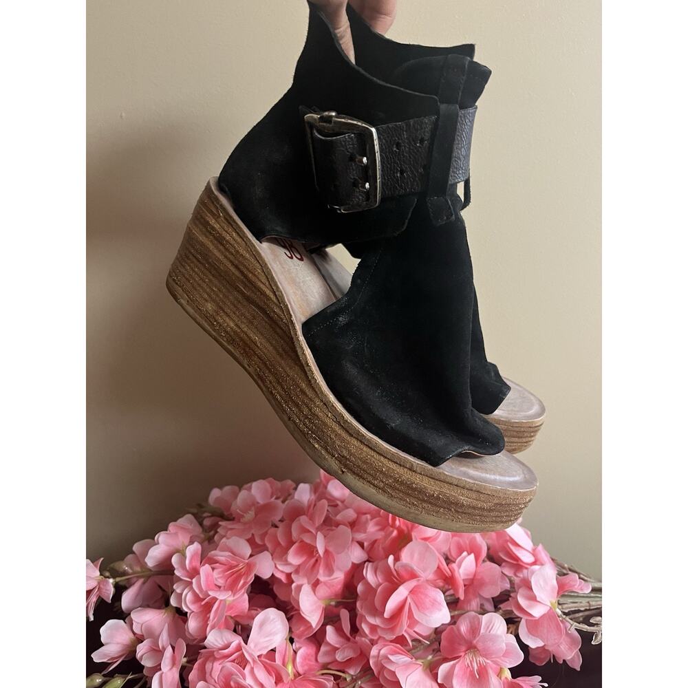 A.S. 98 Naya Womens Black Wedges Sandals Shoes 40